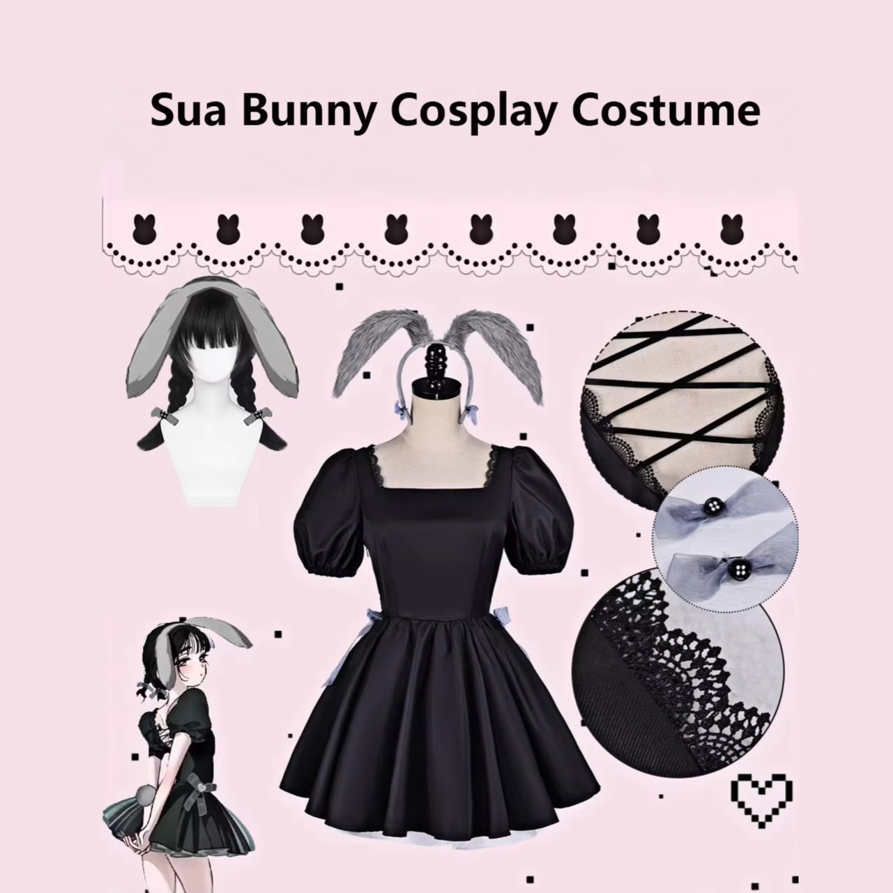 Anime Cosplay Black Girl - Alien Stage Sua 3. Jubiläum Rabbit