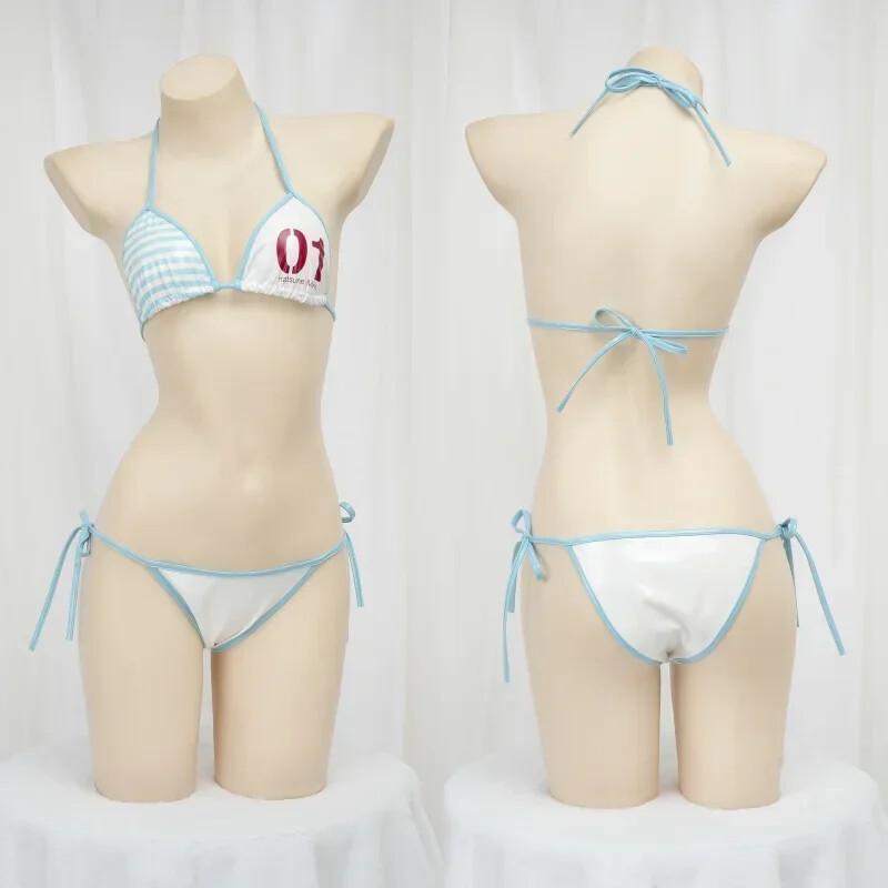 Anime Cosplay Bikini - Japanisches Niedliches Anime-Cosplay-Outfit Leder-Bikini Rückenfreier Bandage-Mini-Unterwäsche