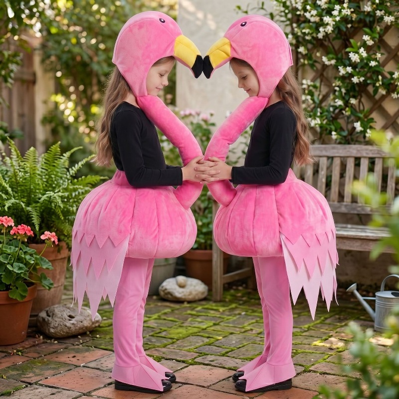 Anime Cosplay Boy - Tierkostüm Rosa Flamingo für Jungen und