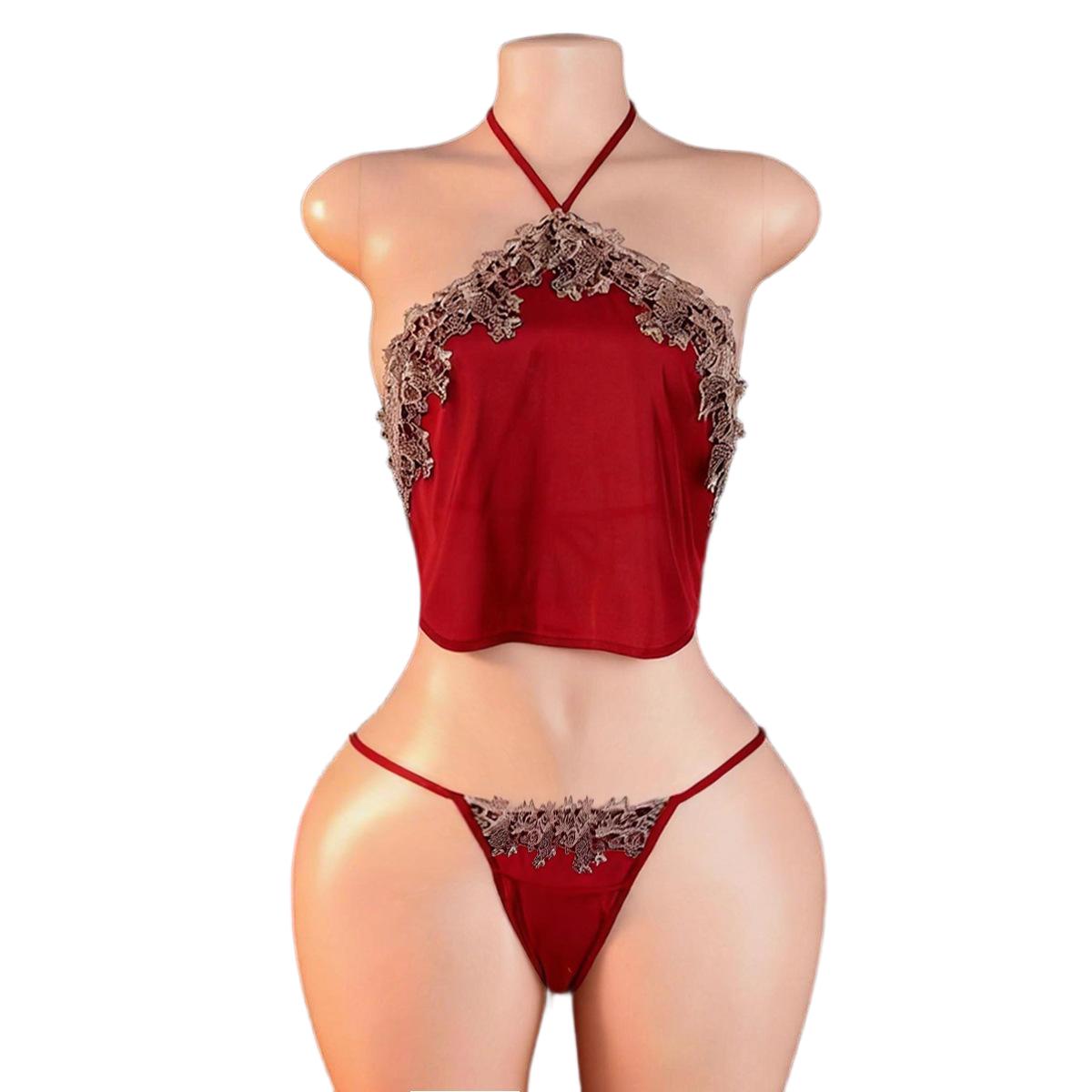 Anime Cosplay Female - Roter Hof-Bauchwickel mit Höschen-Sling, Schlafoberteil-Set, sexy