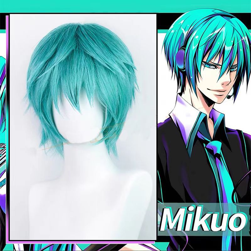 Anime Cosplay Blue Hair - Mikuo Cosplay-Perücke, Anime Miku, blaues kurzes