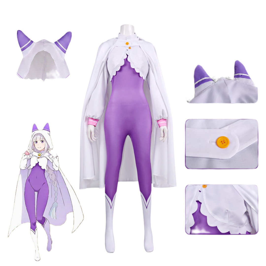 Anime Cosplay Re Zero - Re Zero Emilia Cosplay Kostüm Perücken-Set