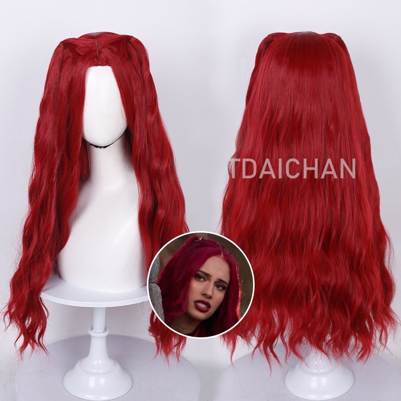 Lockige Cosplay-Perücke, rote  – Anime Cosplay Blue Hair Bewertung und Preis